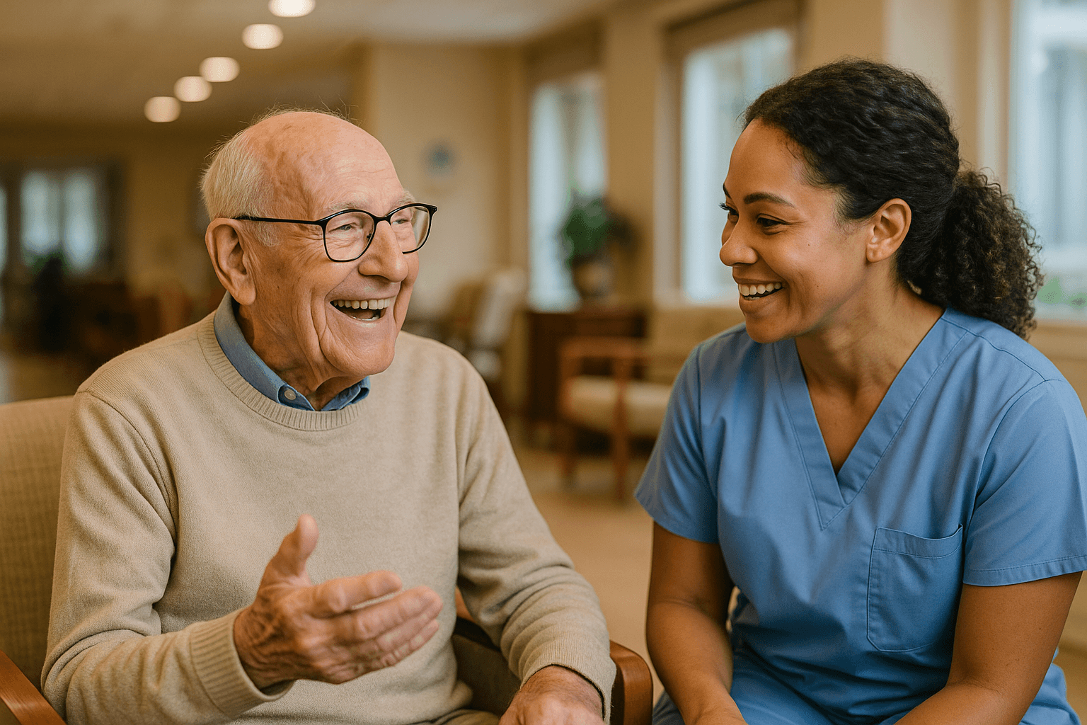 A caregiver with a resident